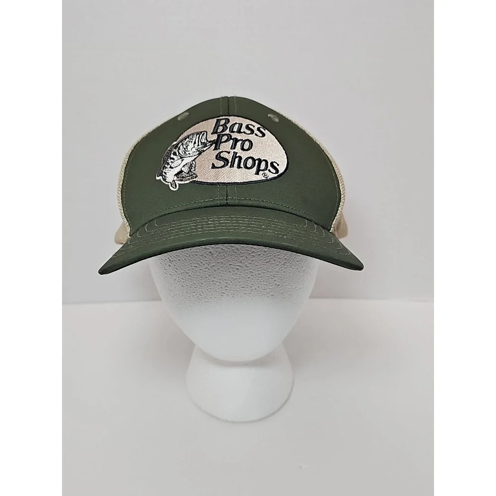Bass Pro Shops Olive Green and Tan Trucker Hat